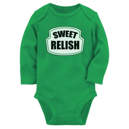 

Tstars Boys Unisex Halloween Party Shirt Sweet Relish Green Pickled Cute Easy Halloween Costume Day of the Dead Spooky Trick or Treat Funny Humor Gifts Baby Long Sleeve Bodysuit
