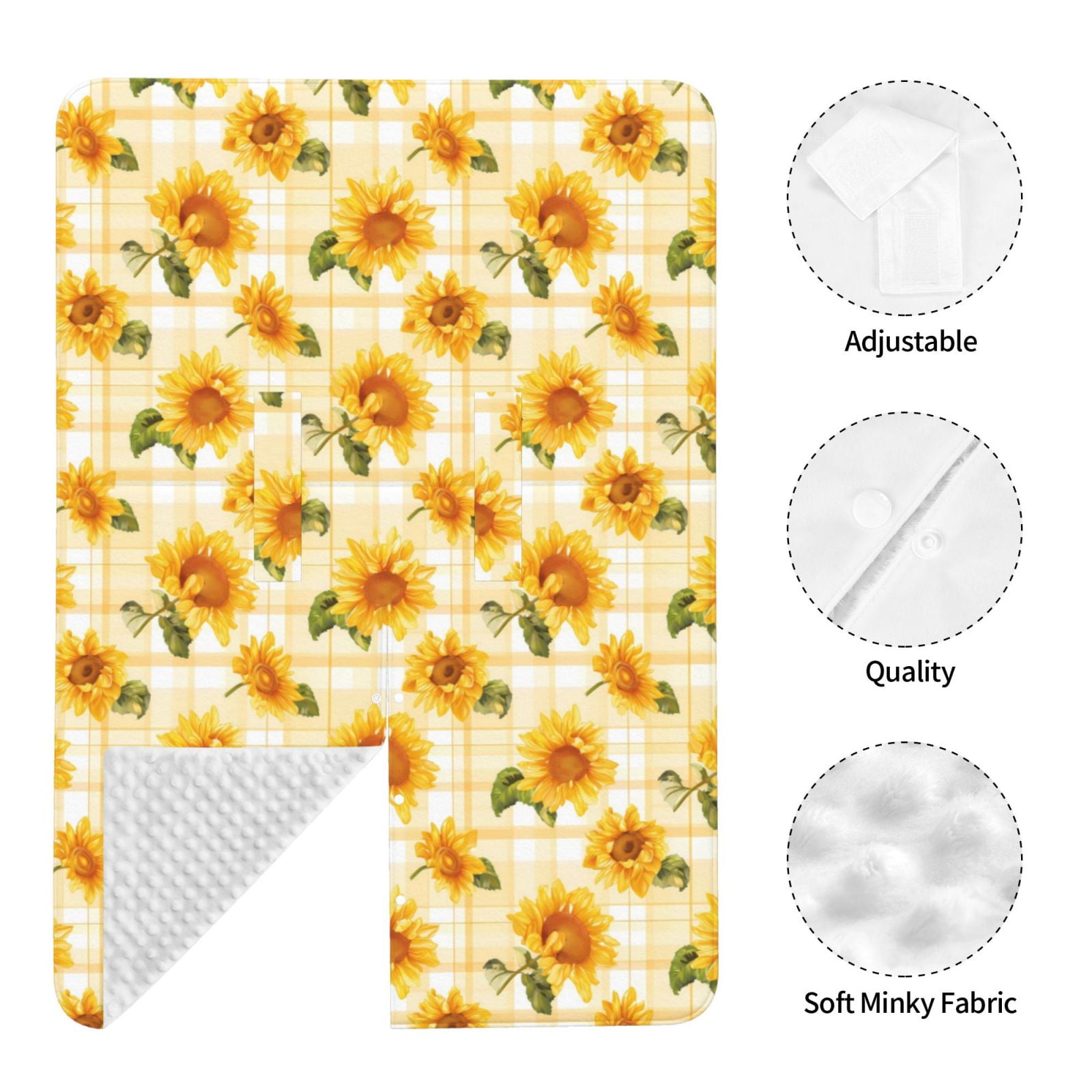 Naloa Light Yellow Plaid Sunflower Baby Car Seat Cover, Breathable Baby Carrier Cover, Multiuse Baby Carrier Cover & Nursing Breastfeeding Cover