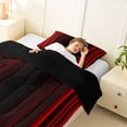 thumbnail image 4 of meiyoeat Modern Red Striped Twin Comforter Sets, Luxury Dark Gradient Bedding Set for Boys, Red, Black Reversible 2-Piece, 1 Comforter and 1 Pillowcase, 4 of 6