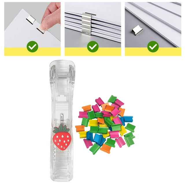 Mini grapadora reutilizable, suministros de encuadernación , accesorios de escritorio, de grapas pequeñas, fijación para oficina, Fresa Macarena Empuje la grapadora
