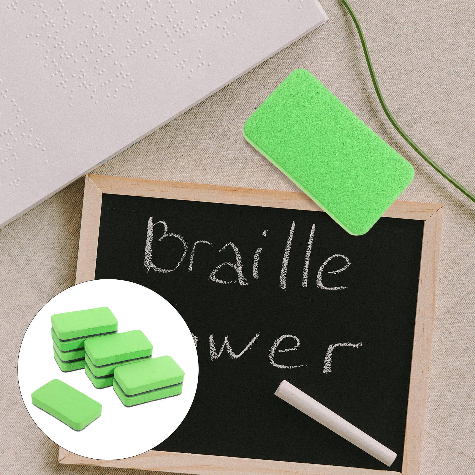 HXDISWSM 4 Pack Chalkboard Erasers - Premium Wool Felt Dustless Blackboard Cleaners With Wood Handle - View #9