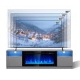 thumbnail image 3 of Easoger 70” Fireplace TV Stand for TVs up to 80", TV Stand with 36'' Electric Fireplace, LED Lights Entertainment Center, TV Console, Gray, 3 of 8