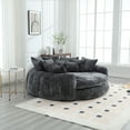 thumbnail image 4 of litvz 81.1in extra wide round boneless sofa oversized round chaise lounge comfy with 14 pillows for living room, 4 of 10