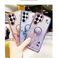 thumbnail image 6 of Electroplated Transparent Floral Phone case with or Without Finger Ring Holder, Small Fragrance Design for Samsung Galaxy S24 S23 S22 S21 Ultra Plus FE Note20 Phone Case (Blue 1,S21 FE), 6 of 8