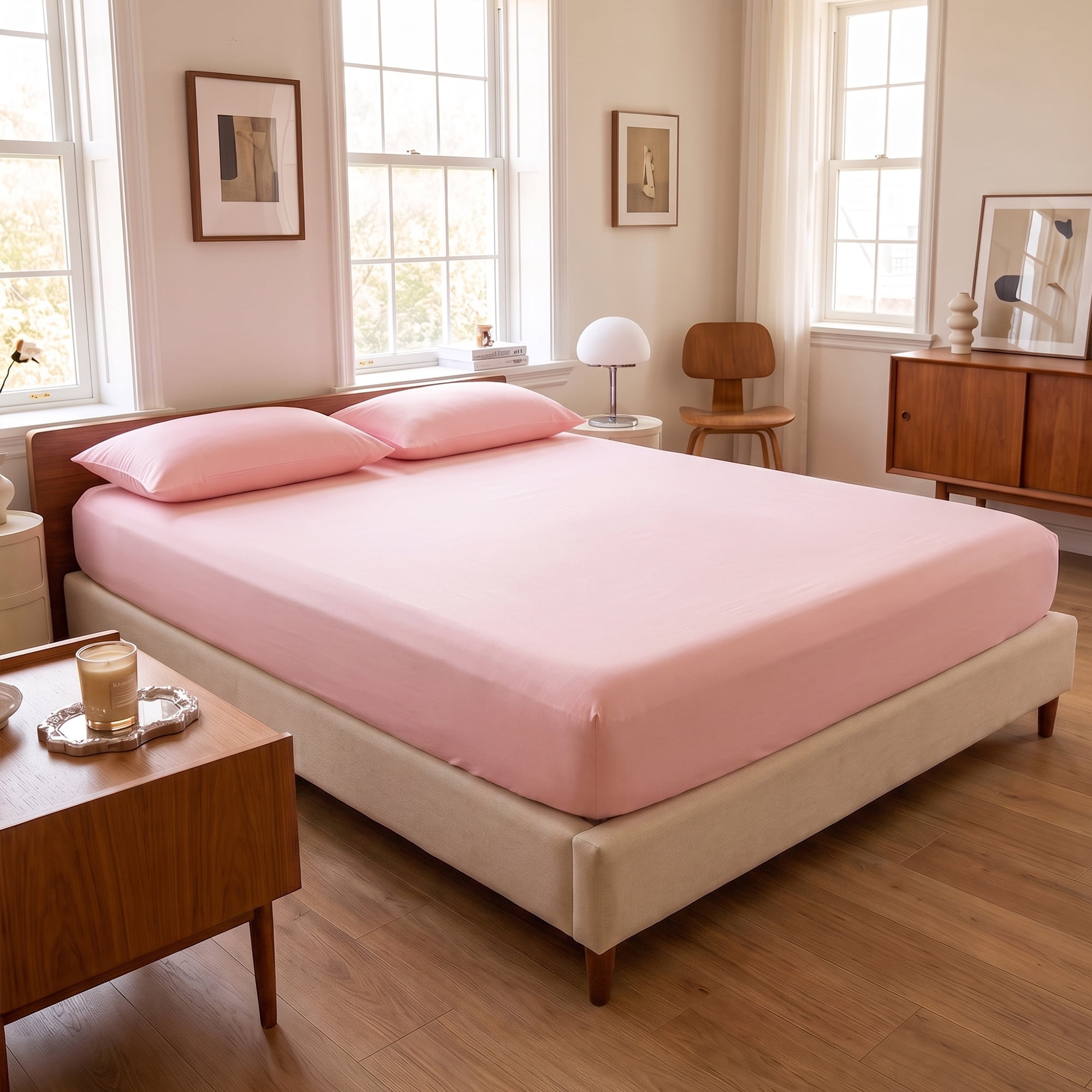 Unique Bargains Microfiber Bed Sheets Cooling for Comfortable Sleep 59.1"x78.7" Pink