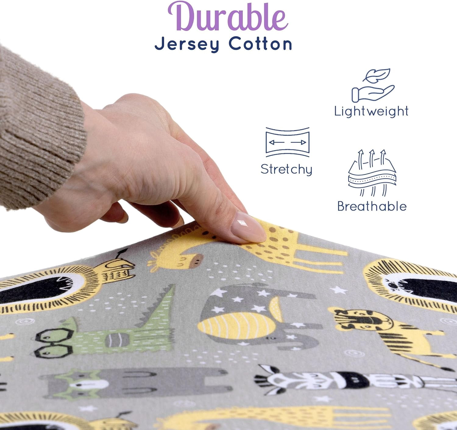 GROW WILD Safari Baby Crib Sheets - 52"x28"x9" Fitted Crib Sheets for Baby Boy or Girl (3 Pack)