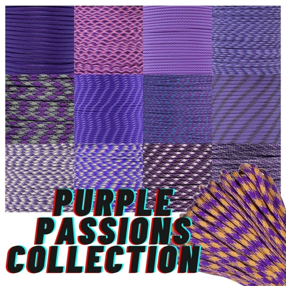 Paracord Planet | 550 Paracord 10 FT (Hanks) Purple Blends Colors ā Type III 550 LB Test Parachute Cord