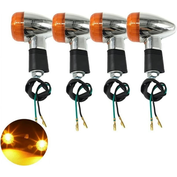 Intermitentes universales para motocicleta, luces traseras delanteras tipo bala cromadas, compatibles con motocicleta Cruiser Chopper, 4 Uds.