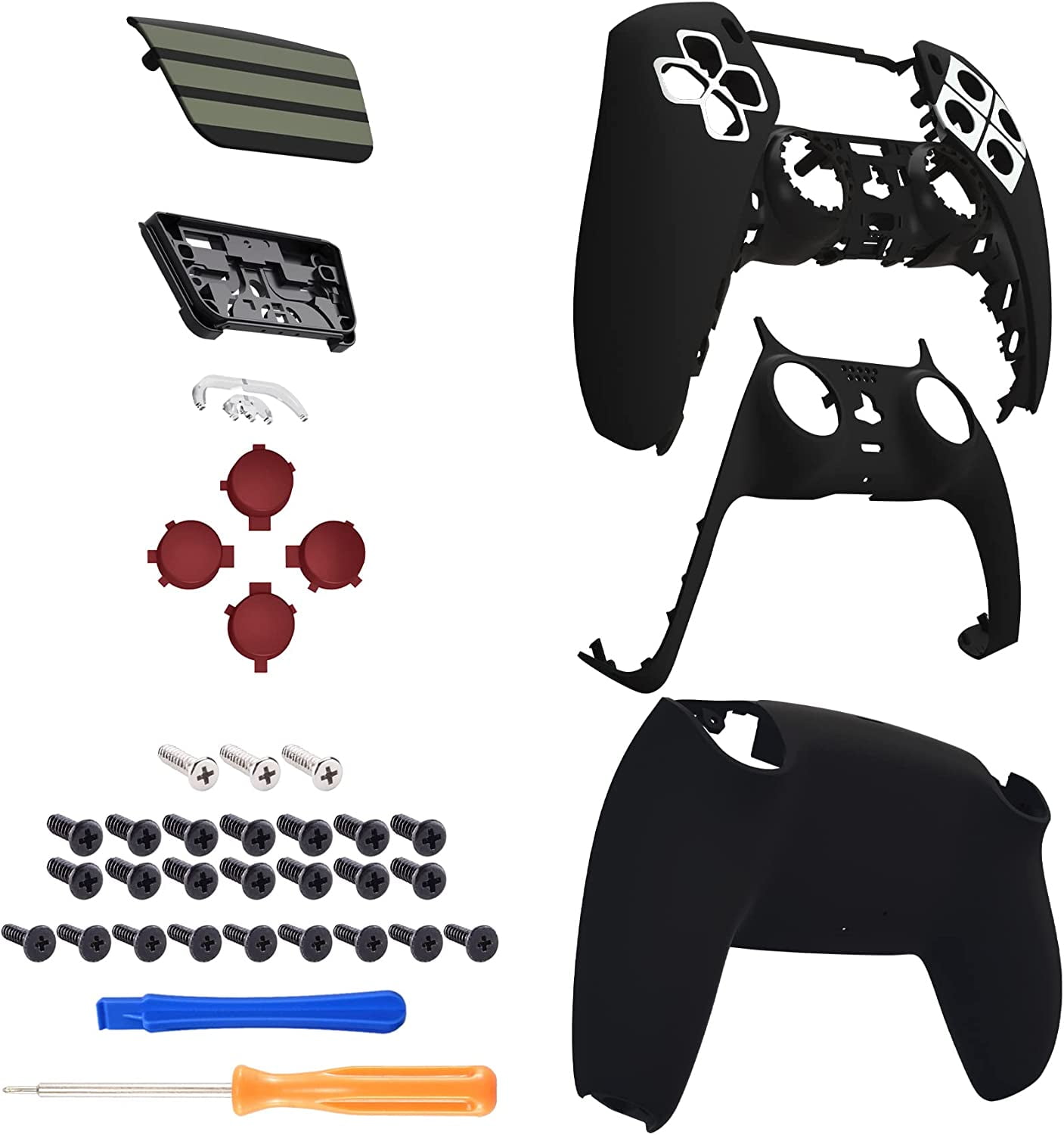 eXtremeRate Full Set Housing Shell with Action Buttons Touchpad Cover,  Classics NES Style Replacement Decorative Trim Shell Front Back Plates  Compatible with ps5 Controller BDM-010 BDM-020 BDM-030