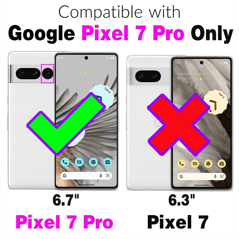 Asuwish Compatible with Google Pixel 7 Pro 5G Phone Case Zipper Wallet Detachable Tempered Glass Screen Protector Strap Flip Card Holder Cell Cover for Pixel7Pro Pixel7 XL Seven 7Pro 6.7 Women Black