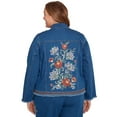 thumbnail image 2 of Alfred Dunner Womens Plus-Size Floral Vine Embroidered Border Denim Jacket, 2 of 4