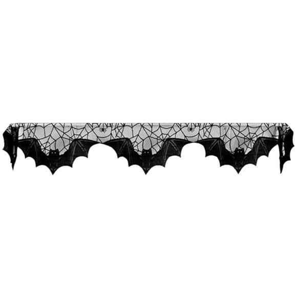 Miangastore Nappe en Dentelle d'Halloween 20x80 Pouces Toile d'Araignée Couverture de Foyer Chemin de Table Mode Fournitures pour Maison Cuisine Fête (Noir)
