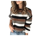 thumbnail image 2 of RKSTN Pulls pour Femmes Col Rond Manches Longues Couture Personnalité Chandail Rayé Mode Pulls d'Automne, 2 of 9