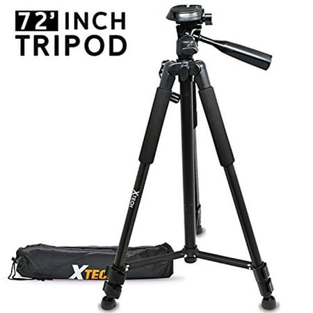 Xtech Pro Series 72’ inch Tripod with Carrying Case, 3 way Pan-Head, for Canon EOS Rebel T7i T7 T6i T6S T6 T5i T5 T3i SL2 SL1 EOS 80D 77D 70D 60D EOS 9000D 800D 760D 750D 700D 1300D (Best Tripod For Canon T3i)