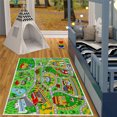 thumbnail image 1 of Alfombra de dibujos animados para niños, alfombra creativa de pista de ciudad, Rectangular para sala de juegos y dormitorio, 1 of 8