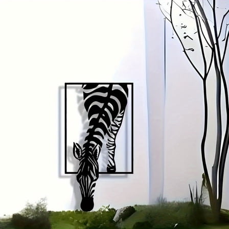 HELLOYOUNG Elegant Minimalist Zebra Metal Wall Art Decor Iron Art Painting, 1 Pack, 11.81 Inch