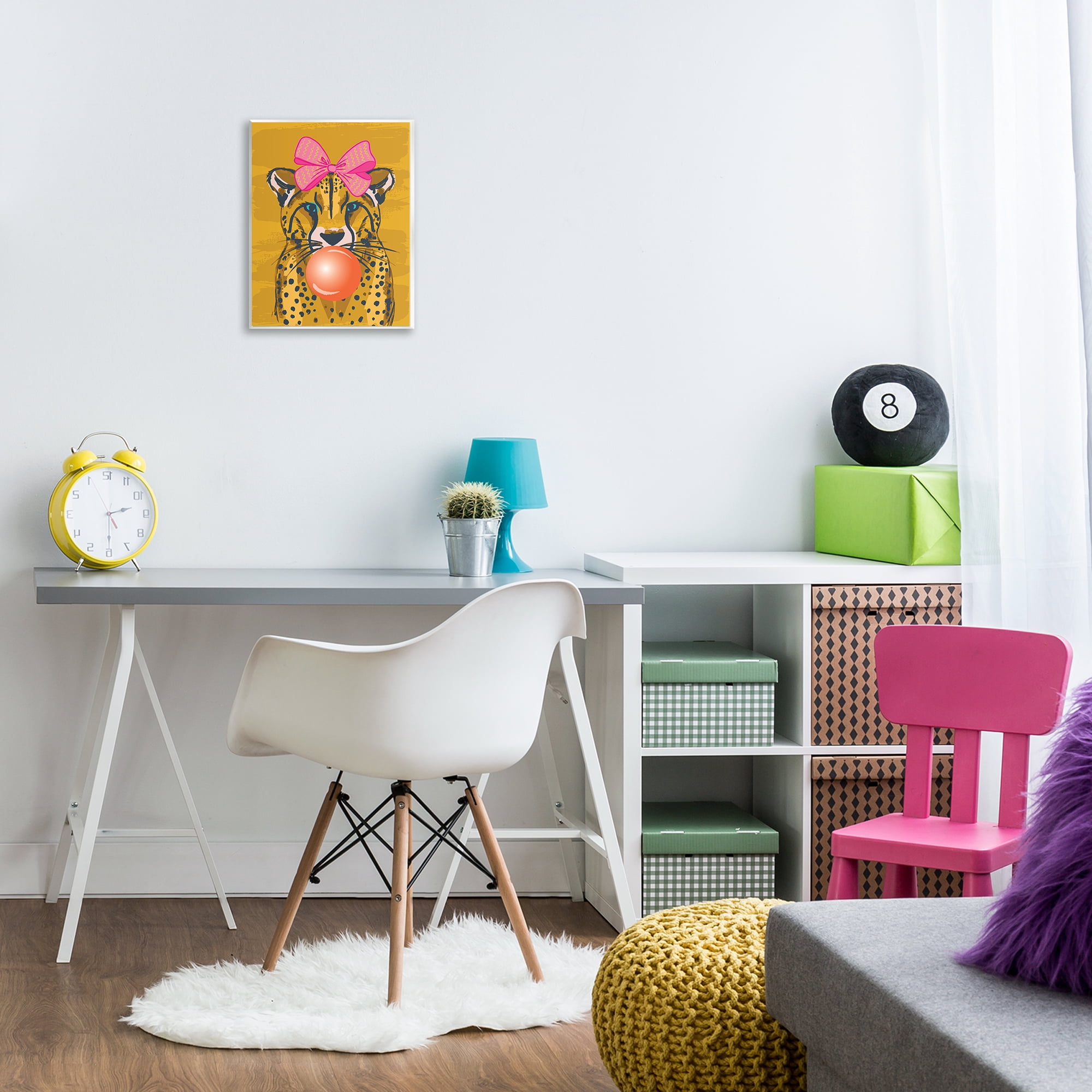 Stupell Industries Trendy Cheetah & Bow Animals Painting Unframed Art Print Wall Art, 11 x 14