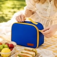 thumbnail image 3 of Lunch Bag, Plain Color Zippered Handheld Insulated Thermal Cooler D Style Bento Box for Work Office Picnic Travel Outdoor Lightweight Durable Food Container 5.91x9.84x7.48in Royal Blue, 3 of 5