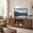 thumbnail image 2 of Mid Century Modern TV Stand for TVs up to 65 Inch, Entertainment Center with 2 Door & Open Shelf for Living Room, Bedroom,Brown, 2 of 9