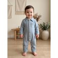 thumbnail image 3 of Cjfdfy Newborn Baby Boy Girl Fall Outfit Jumpsuit Collared Long Sleeve Button-down Pocket Solid Fall Romper Infant Crinkled Jumpsuit Soft Coming Home Fall Winter Outfit, 3 of 9