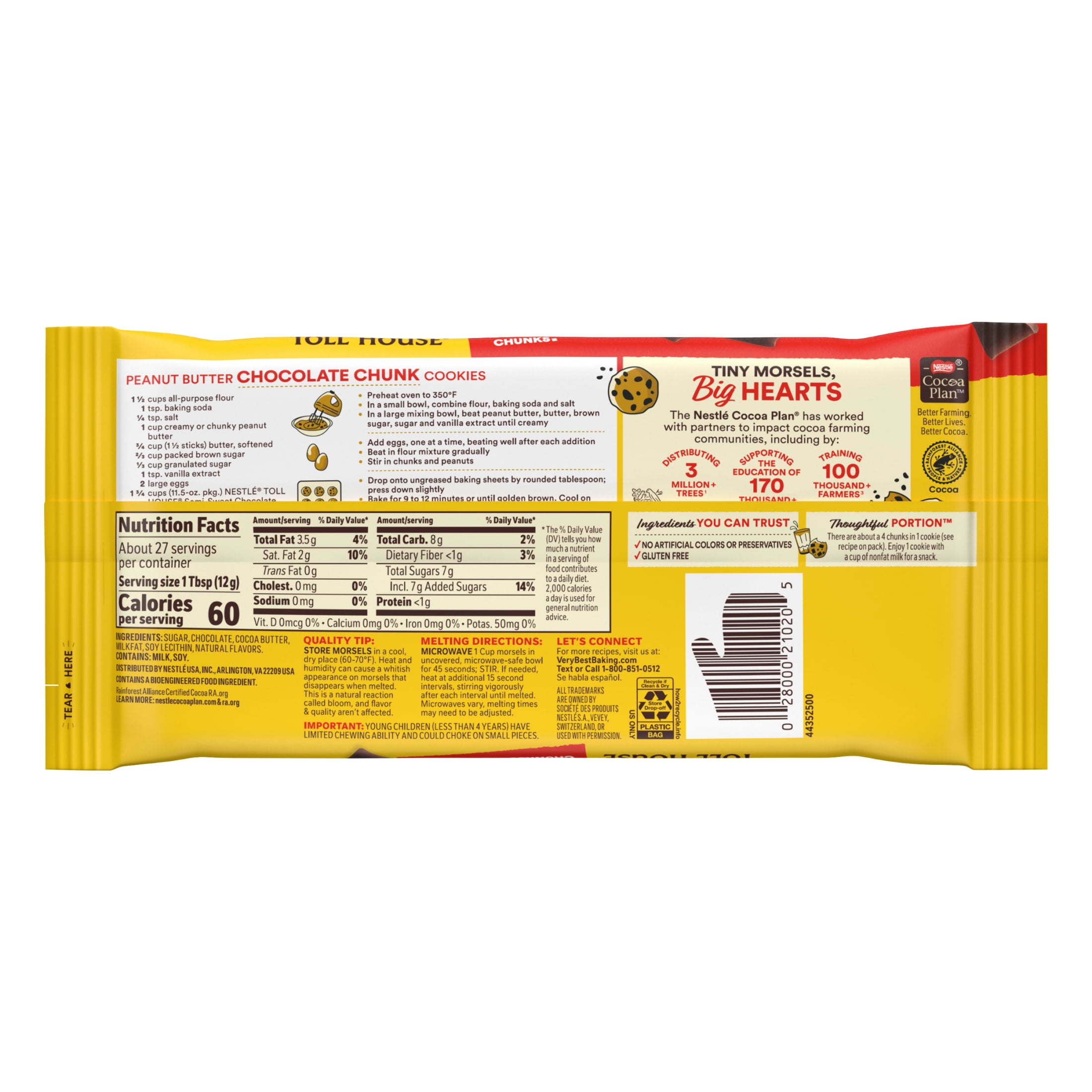 Nestle Toll House Semi Sweet Chocolate Chips Chunks for Valentine's Day Baking, 1 Bag, 11.5 oz