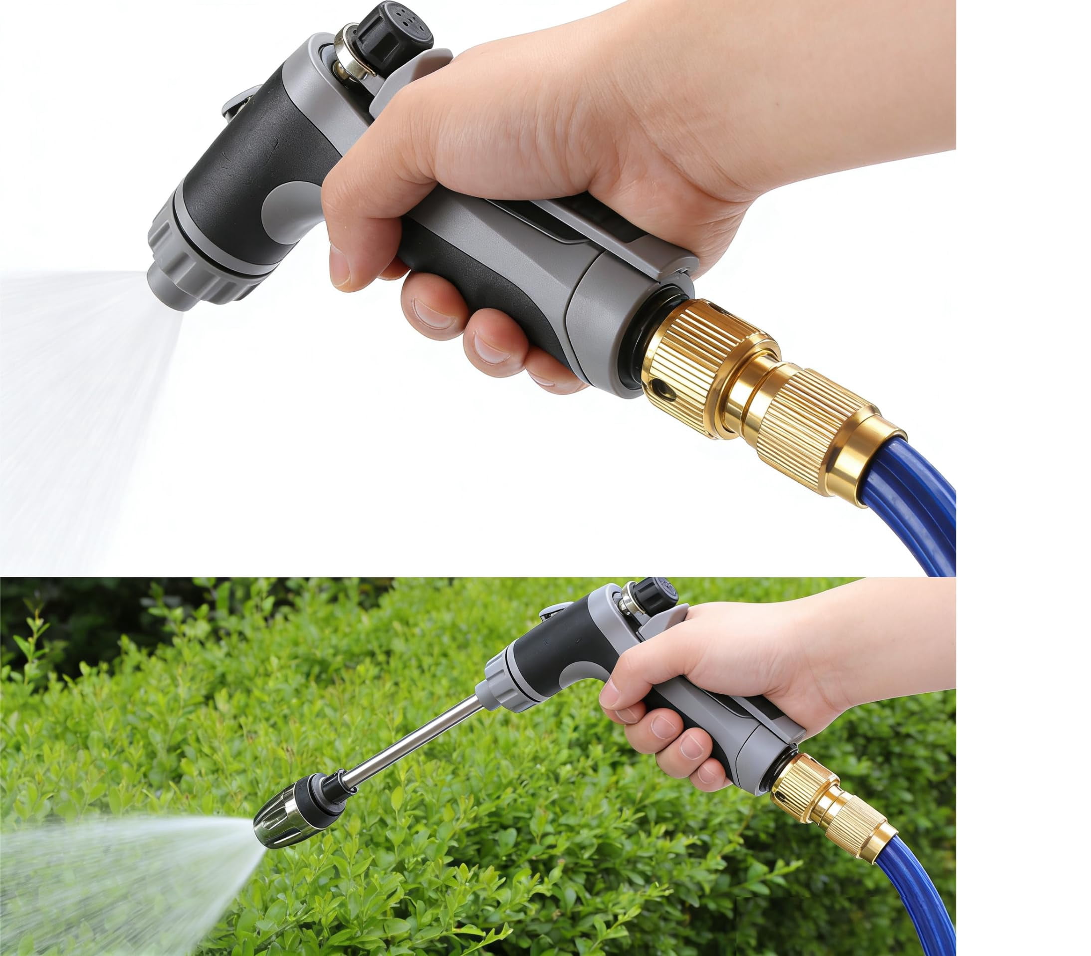 Pressure Washer, Handheld Power Washer with 360° Rotating Nozzle, 3 Spray Modes, Stainless Steel Universal Hose Fit, Tool-Free Installation