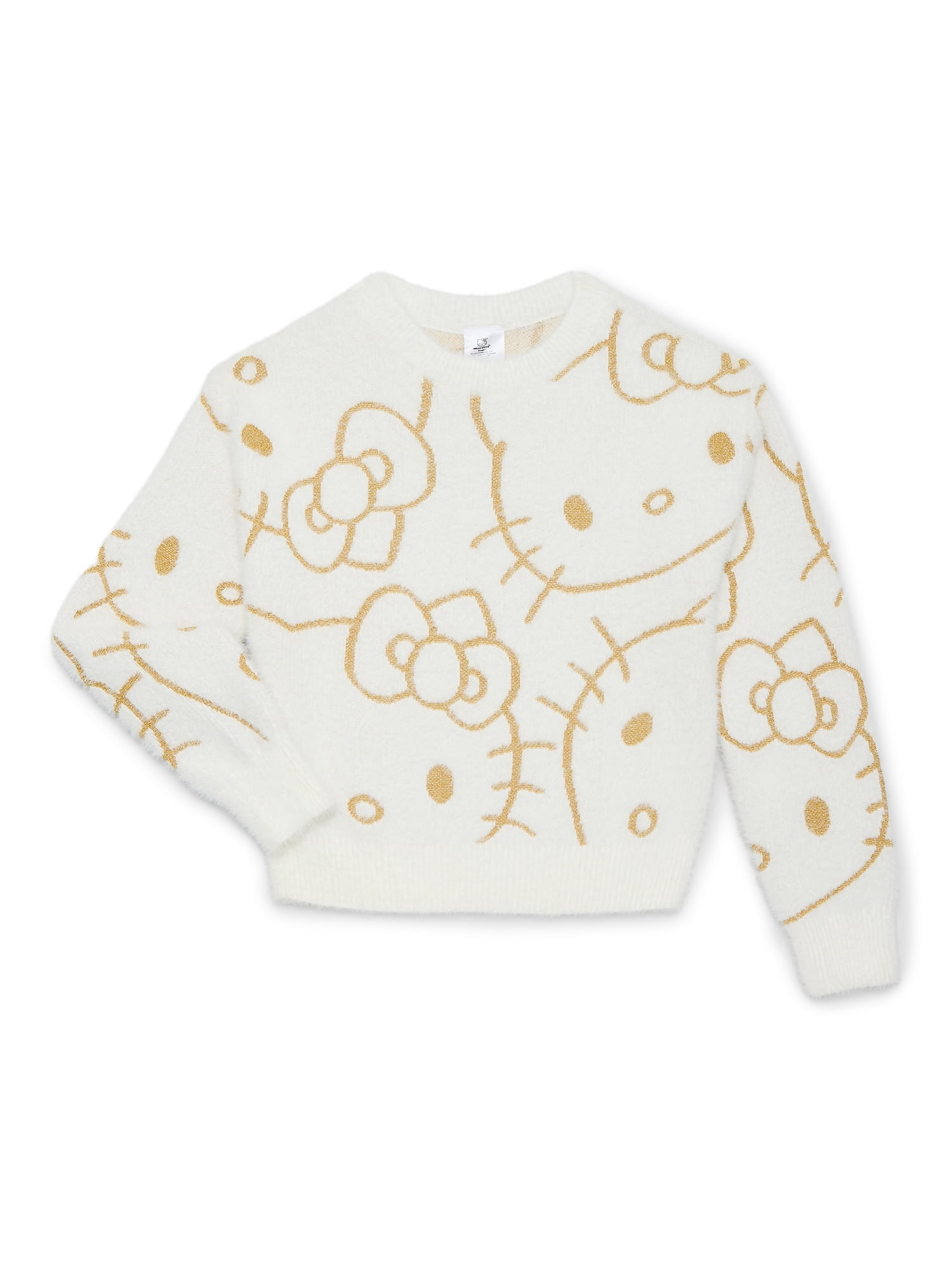 Hello Kitty Girls Graphic Eyelash Glitter Sweater, Sizes 4-16