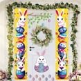 thumbnail image 6 of Happy Easter Bunny Porch Banner Sign 2 Pieces, Cute Bunny and Eggs Door Banner for Spring Porch Wall Front Door Decor, Outside Yard Garden Party Supplies 70.87x11. Inch, 6 of 7
