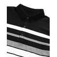 thumbnail image 3 of Camiseta De Golf A Rayas Bloque De Color Mangas Cortas Polo Para Hombres Negro Blanco Gris S, 3 of 5