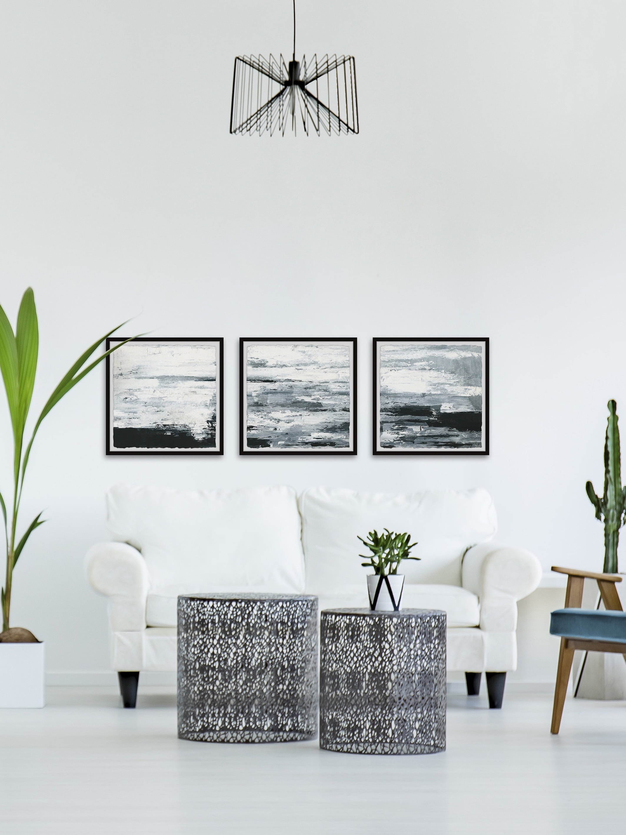 Black and White Smudges Triptych