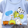 thumbnail image 4 of OYXSER Toddler Boy Summer Clothes Cartoon Summer Short Sleeve Shirt & Casual Shorts Set Cool Short Sets, Sky Blue 3-4T, 4 of 5