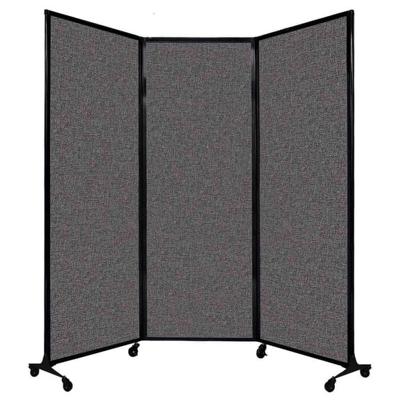 Versare QuickWall Folding Portable Partition Black Frame | 3 Panels | 8'4" x 7'4" Charcoal Gray Fabric