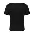 thumbnail image 5 of DuoJiaJ Women's Square Neck Short Sleeve Double Layer Tops Basic Slim Fit Going Out T Shirt Push Up Bras Black, 5 of 5