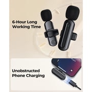 PQRQP Wireless Microphone for iPhone Android–2 Pack Lavalier Mic for Video Recording, USB-C Plug & Play, High-Fidelity Audio