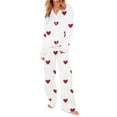 thumbnail image 5 of Uaswgudfs Women's Valentine's Day Pajama Set Long Sleeve Button Front Heart Print Casual Sleepwear Flannel-Like, 5 of 8