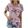 thumbnail image 2 of Kayannuo Womens Tops Shirts for Women Valentine's Day Women's V-Neck Fashion Casual Short-Sleeved Spring And Summer Top, 2 of 4