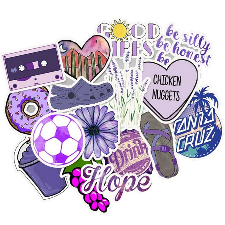 50 Pcs Purple Sticker Pack Mix Sticker Bundle Bulk Stickers Cool