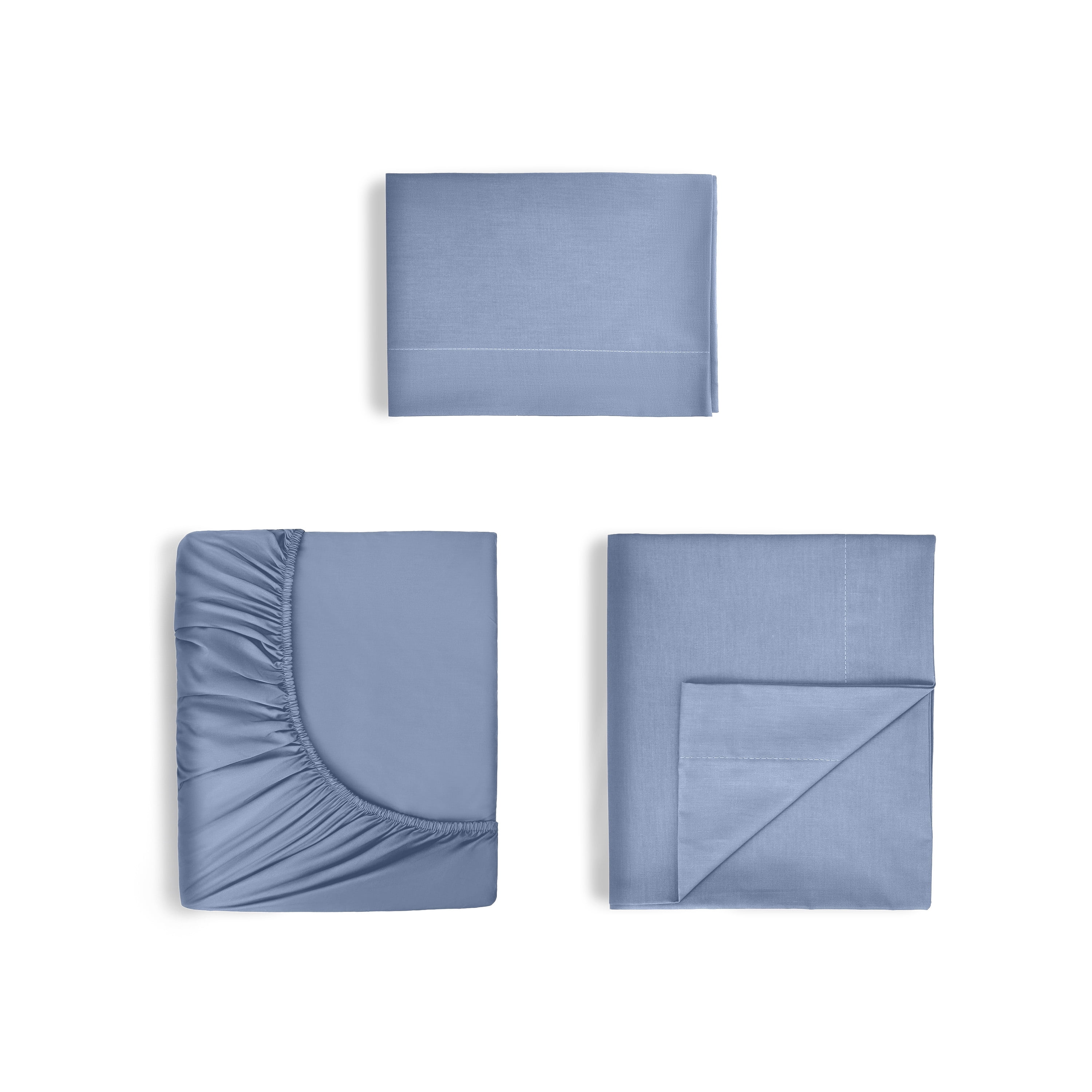 Soft Lightweight 400TC 100% Cotton Sateen Bed Sheet Set – 3-Piece Twin – Blue