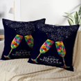 thumbnail image 2 of LALILO Throw Pillow Covers Happy New Year Greeting Card With Colorful Triangle Glass And Vintage File With Set of 2 Square 18 x 18 Inch Pillowcase, 2 of 5