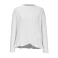 thumbnail image 6 of TKLPEHG Blouses for Women Crew Neck Hem Irregular Eyelet Shirts Comfy Long Sleeve T Shirt Fall Tops Fashion Solid Color Lightweight Casual Loose Pullover (White,S), 6 of 8