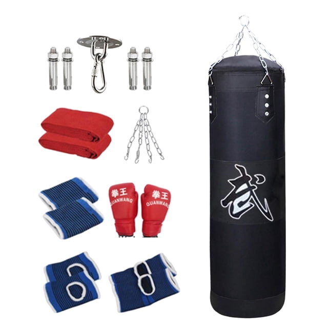 Saco de boxeo Sin Relleno perfecl entrenamiento Físico con guantes saco de boxeo de PU 120cm Negro