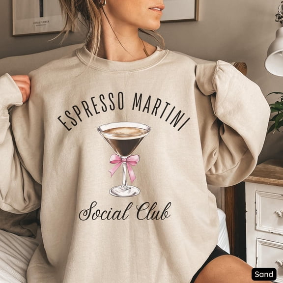 Espresso Martini Social Club Sweatshirt, Espresso Martini Shirt, Espresso Bow Cocktail Shirt, Coquette Martini Crewneck, Martini Sweatshirt All Size S-5Xl