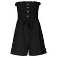 thumbnail image 5 of lcziwo Tube Rompers for Women 2025 Summer Strapless Short Jumpsuits Casual Drawstring Waist Pleated One Piece jumpsuit Beach Vacation Clothes Black L, 5 of 9