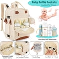 thumbnail image 2 of Mochila para pañales BAGPARKK, multifunción, impermeable, color beige, 2 of 7