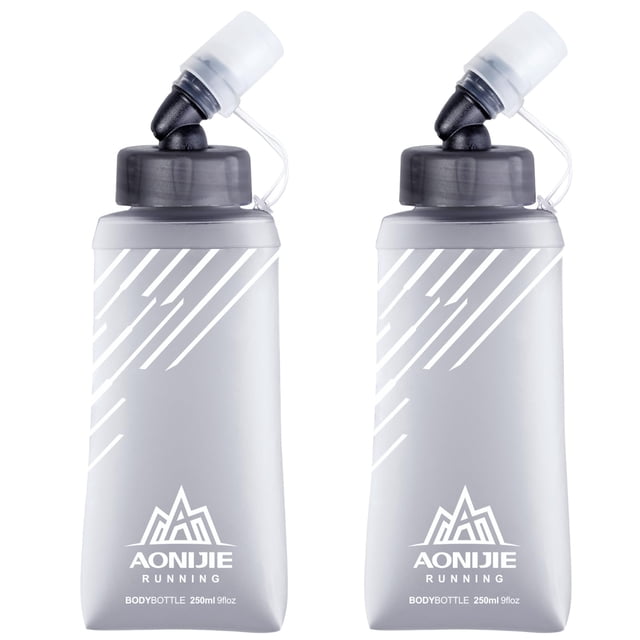 Botella de agua Azarxis Soft Flask plegable de TPU de 250 ml, paquete de 2