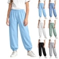 thumbnail image 2 of Qingpeng Unisex Lightweight Elastic Waist Cuffed Jogger Breathable Daily Casual Long Pants for Kids, 2 of 9