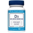 thumbnail image 1 of Suplemento de vitamina D3 de The Vitamin Shoppe, 5000 UI, 100 cápsulas blandas, 1 of 6