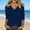 Navy, variant on Womens Casual V-Neck Blouse 3/4 Length Sleeve Cotton Solid Color Tunic Top Flowy Business Casual Shirt Blue,Size XL