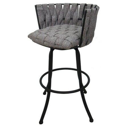 Metalona Swivel Bar Stool 30 Seat - Mojave Gray Fabric - Black Metal Base