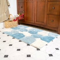 Chesapeake Pebble Aquamarine Cotton Bath Rug Set, 21" x 34" Machine Washable (2 Count))